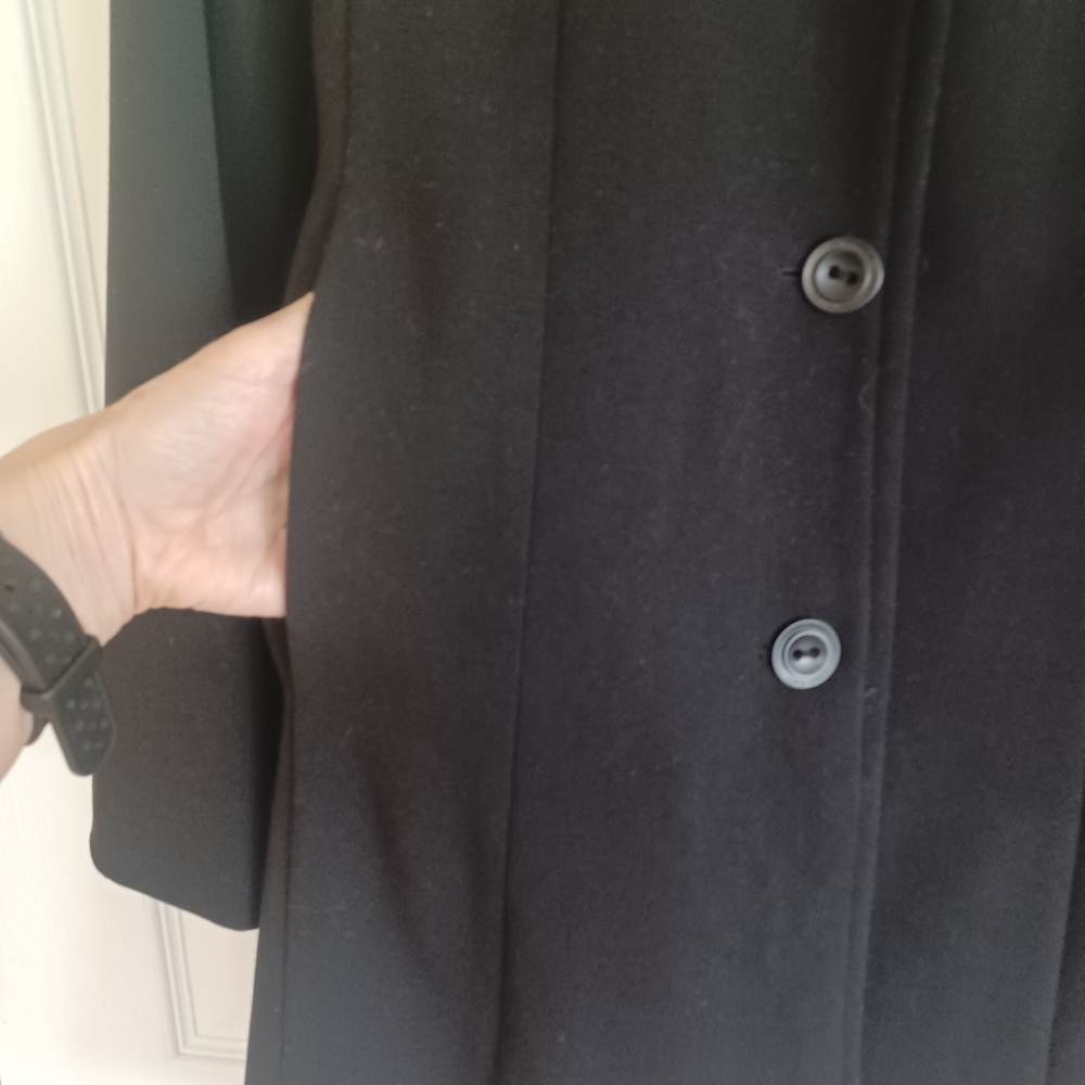 CALVIN KLEIN BLACK COWL NECK BUTTON COAT SIZE SMALL - Picture 9 of 15